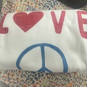 LOVE Graphic White Sweatshirt with Pink & Blue Print